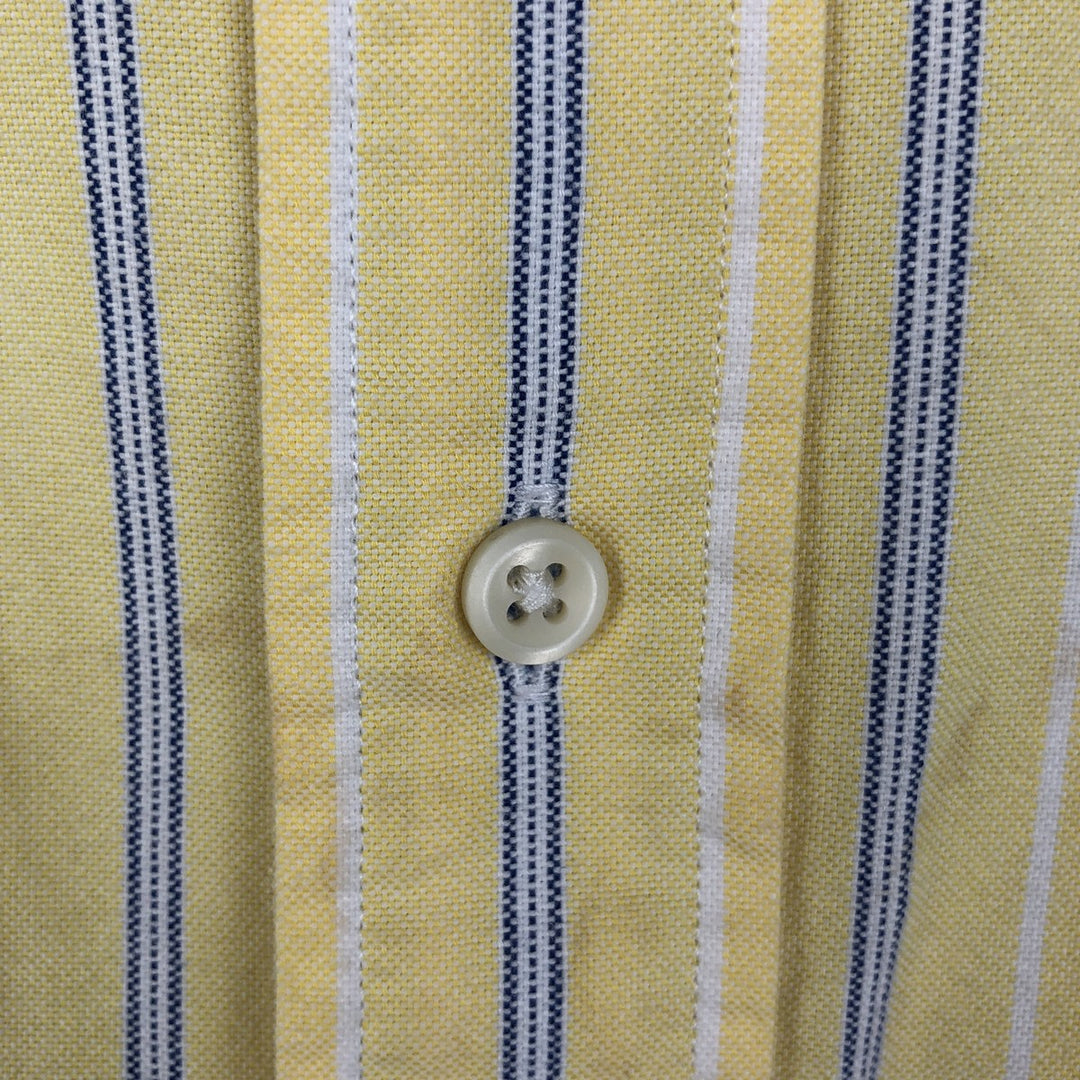 Ralph Lauren CLASSIC FIT Stripe Pattern Multi-Striped Short-Sleeve Button-Down Stripe Shirt, Men's Size M (approx.) cotton yellow type Vintage Second Hand