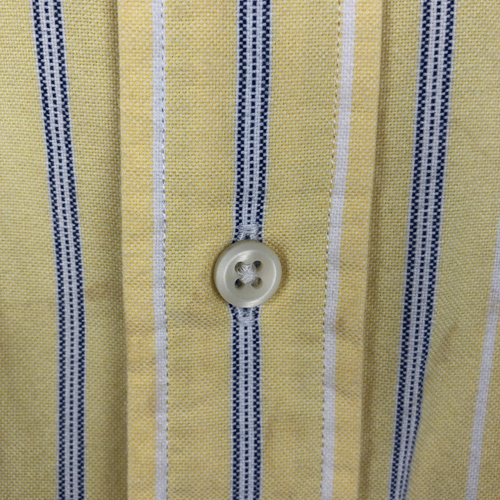 Ralph Lauren CLASSIC FIT Stripe Pattern Multi-Striped Short-Sleeve Button-Down Stripe Shirt, Men's Size M (approx.) cotton yellow type Vintage Second Hand