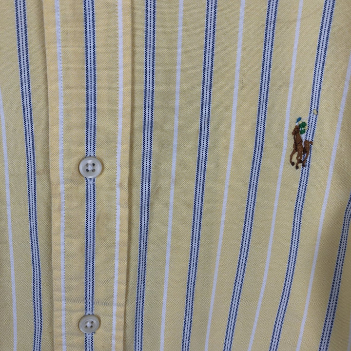 Ralph Lauren CLASSIC FIT Stripe Pattern Multi-Striped Short-Sleeve Button-Down Stripe Shirt, Men's Size M (approx.) cotton yellow type Vintage Second Hand