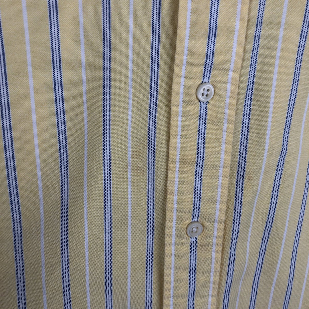 Ralph Lauren CLASSIC FIT Stripe Pattern Multi-Striped Short-Sleeve Button-Down Stripe Shirt, Men's Size M (approx.) cotton yellow type Vintage Second Hand