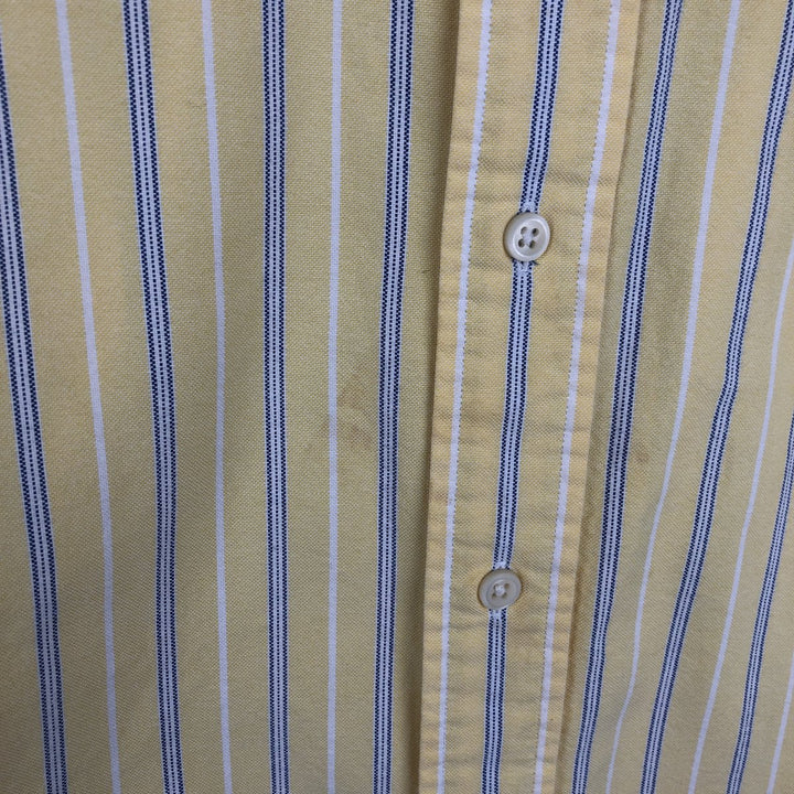 Ralph Lauren CLASSIC FIT Stripe Pattern Multi-Striped Short-Sleeve Button-Down Stripe Shirt, Men's Size M (approx.) cotton yellow type Vintage Second Hand