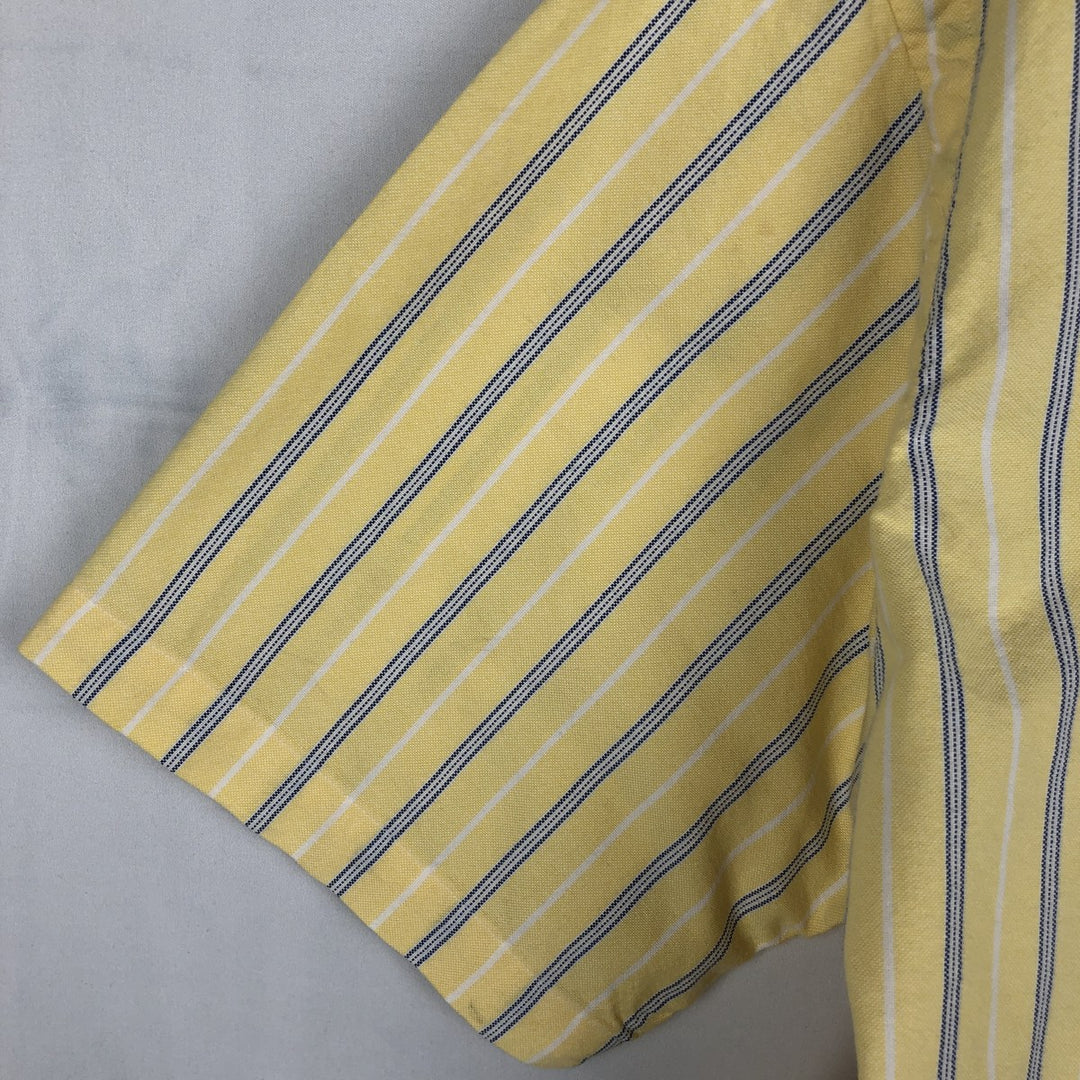 Ralph Lauren CLASSIC FIT Stripe Pattern Multi-Striped Short-Sleeve Button-Down Stripe Shirt, Men's Size M (approx.) cotton yellow type Vintage Second Hand