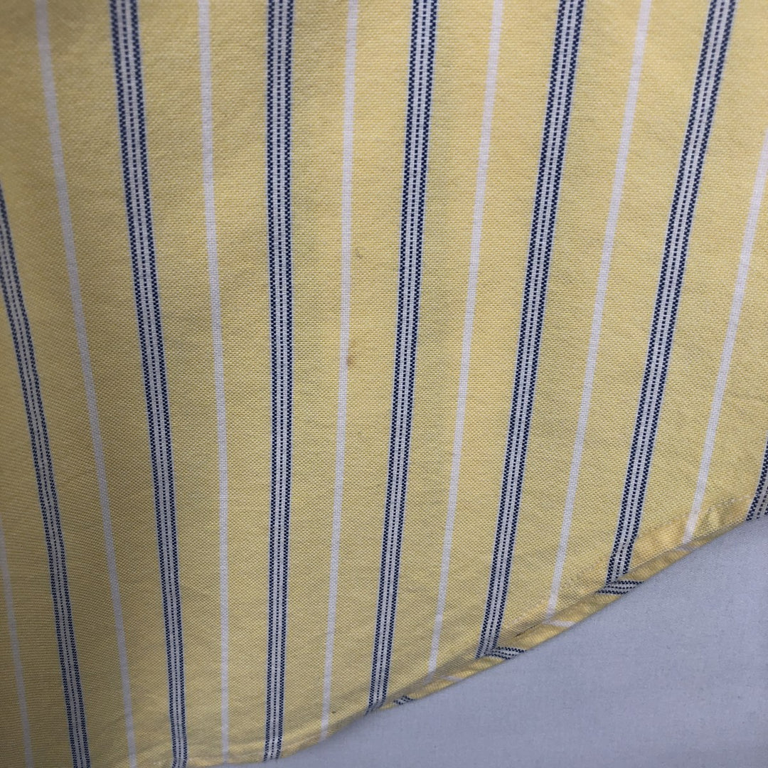 Ralph Lauren CLASSIC FIT Stripe Pattern Multi-Striped Short-Sleeve Button-Down Stripe Shirt, Men's Size M (approx.) cotton yellow type Vintage Second Hand