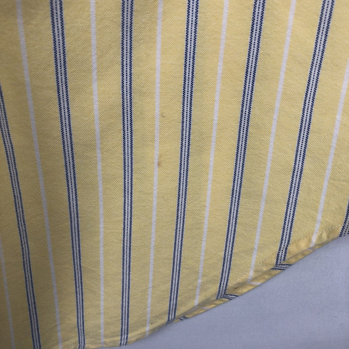 Ralph Lauren CLASSIC FIT Stripe Pattern Multi-Striped Short-Sleeve Button-Down Stripe Shirt, Men's Size M (approx.) cotton yellow type Vintage Second Hand