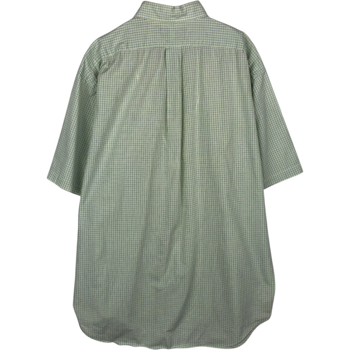 Ralph Lauren BLAKE short sleeve button down check shirt, men's size L cotton Khaki type sage green Vintage Second Hand