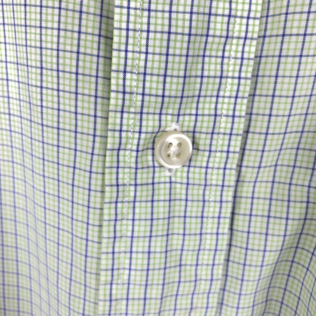 Ralph Lauren BLAKE short sleeve button down check shirt, men's size L cotton Khaki type sage green Vintage Second Hand