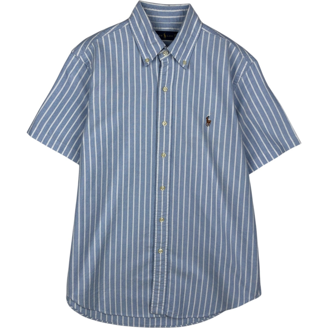 Ralph Lauren short sleeve button down striped shirt, men's size S cotton blue type Vintage Second Hand