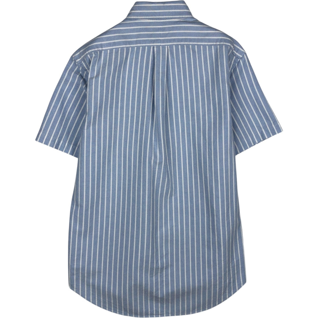 Ralph Lauren short sleeve button down striped shirt, men's size S cotton blue type Vintage Second Hand