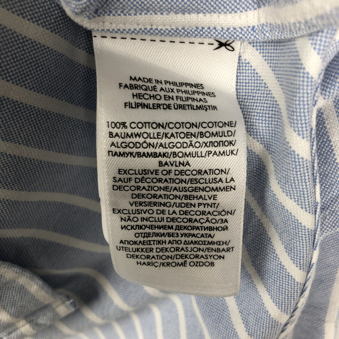 Ralph Lauren short sleeve button down striped shirt, men's size S cotton blue type Vintage Second Hand
