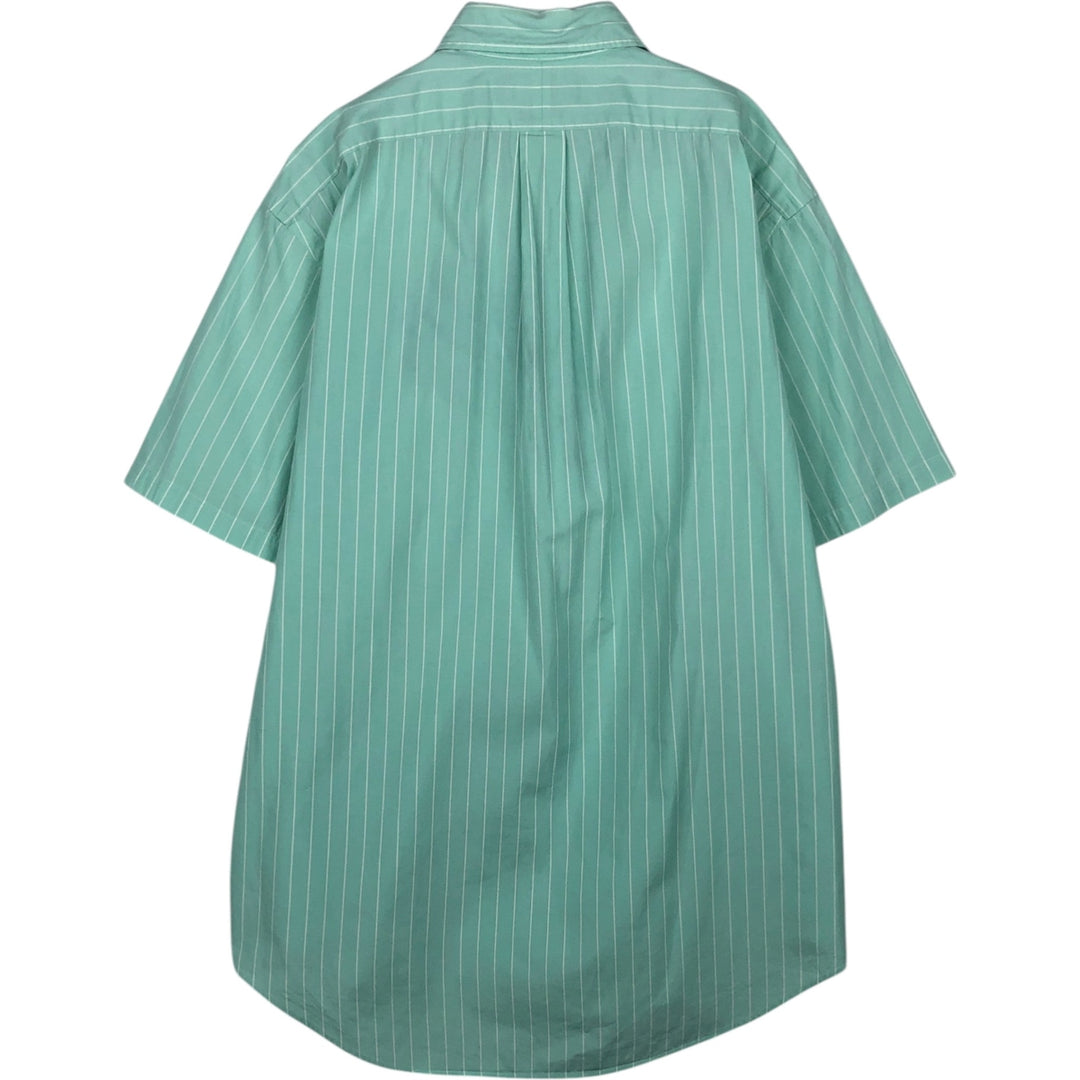 Ralph Lauren Classic Fit short sleeve button down striped shirt, men's size L cotton green type Vintage Second Hand