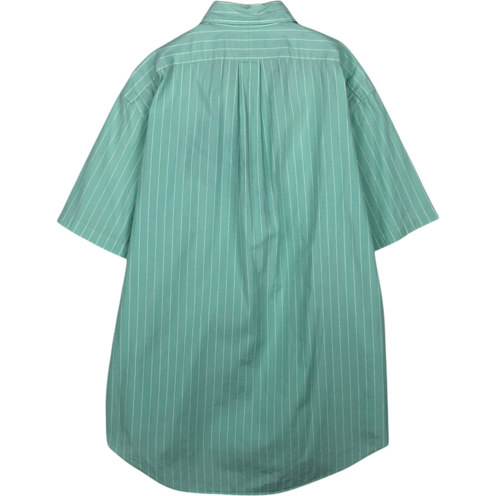 Ralph Lauren Classic Fit short sleeve button down striped shirt, men's size L cotton green type Vintage Second Hand