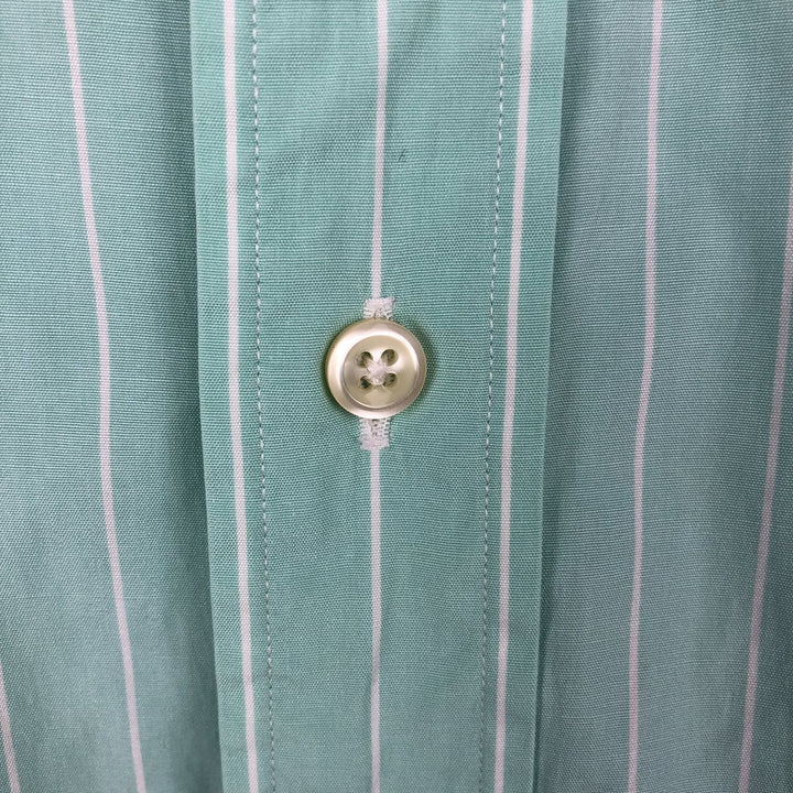 Ralph Lauren Classic Fit short sleeve button down striped shirt, men's size L cotton green type Vintage Second Hand