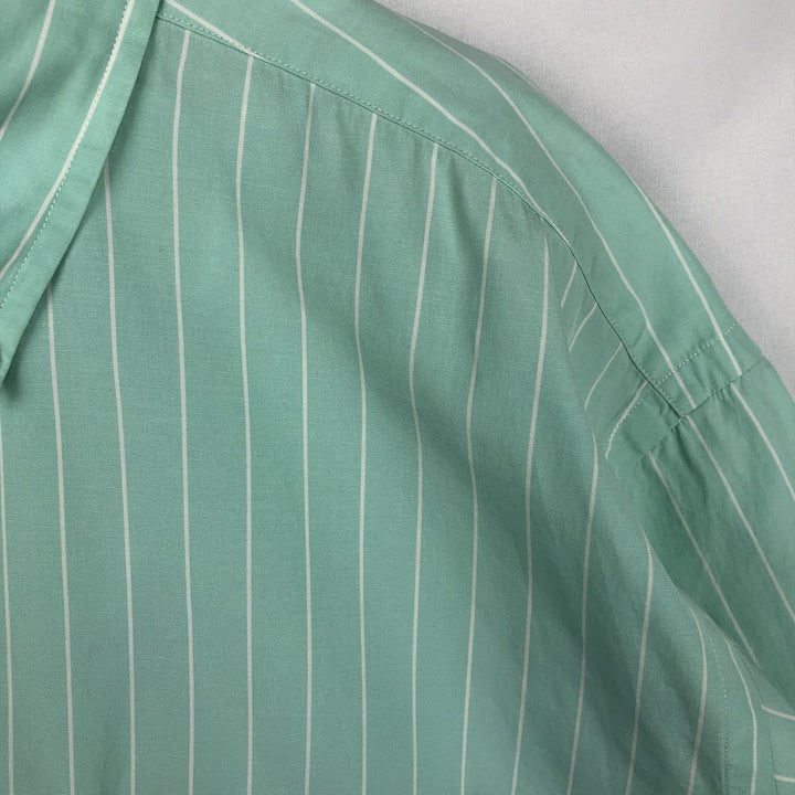 Ralph Lauren Classic Fit short sleeve button down striped shirt, men's size L cotton green type Vintage Second Hand
