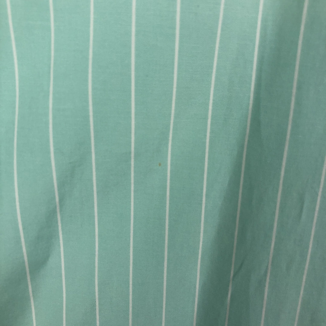 Ralph Lauren Classic Fit short sleeve button down striped shirt, men's size L cotton green type Vintage Second Hand
