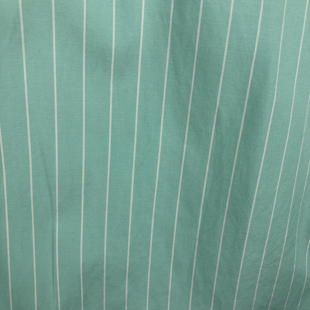 Ralph Lauren Classic Fit short sleeve button down striped shirt, men's size L cotton green type Vintage Second Hand