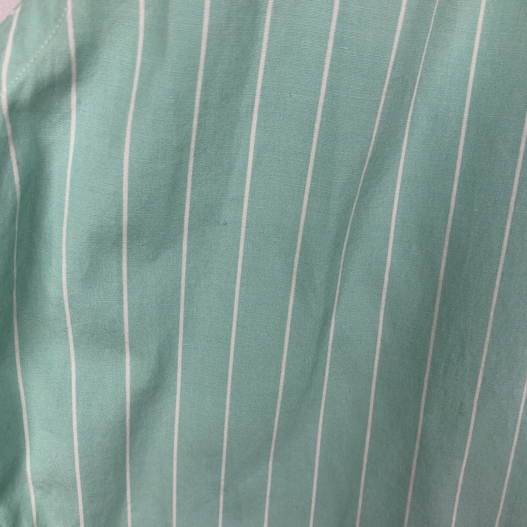 Ralph Lauren Classic Fit short sleeve button down striped shirt, men's size L cotton green type Vintage Second Hand