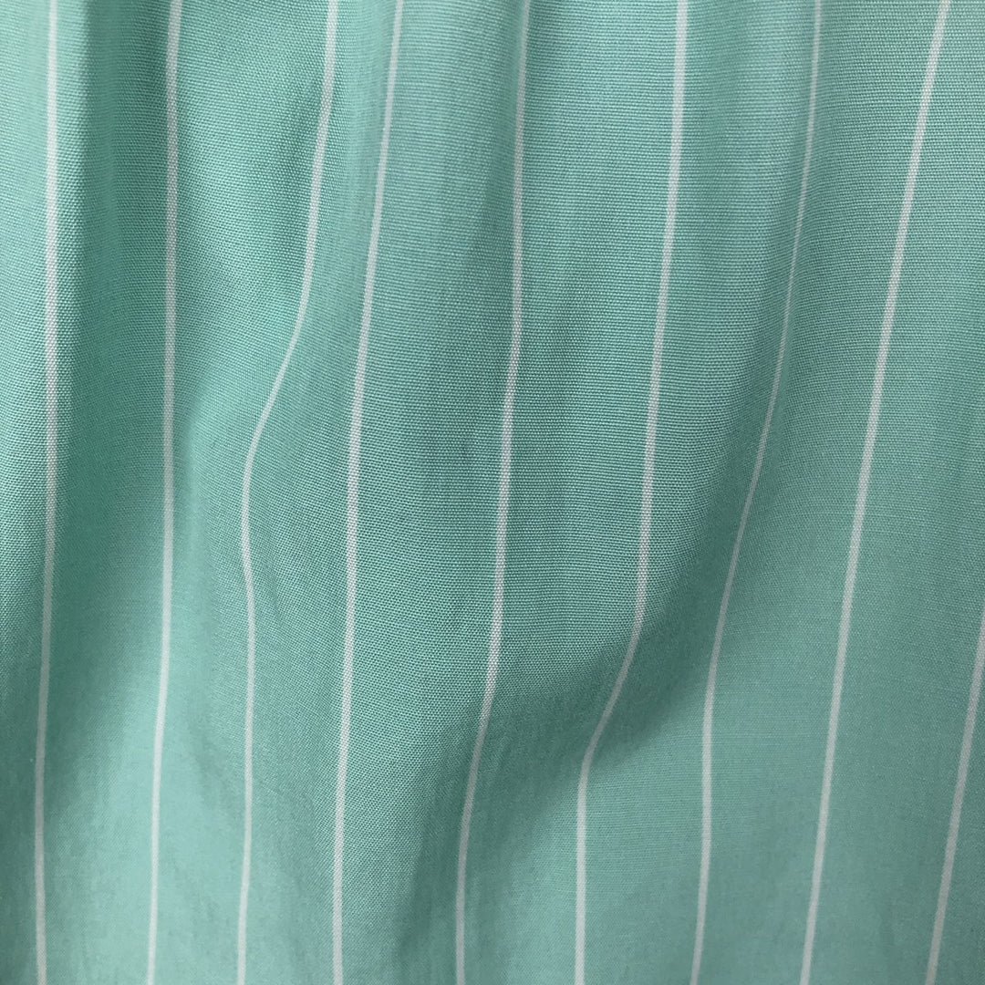 Ralph Lauren Classic Fit short sleeve button down striped shirt, men's size L cotton green type Vintage Second Hand