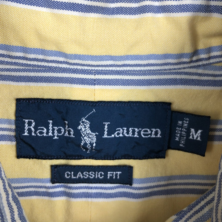 Ralph Lauren CLASSIC FIT Multi-stripe Short-Sleeve Button-Down Striped Shirt, Men's Size M (approx.) cotton yellow type Vintage Second Hand