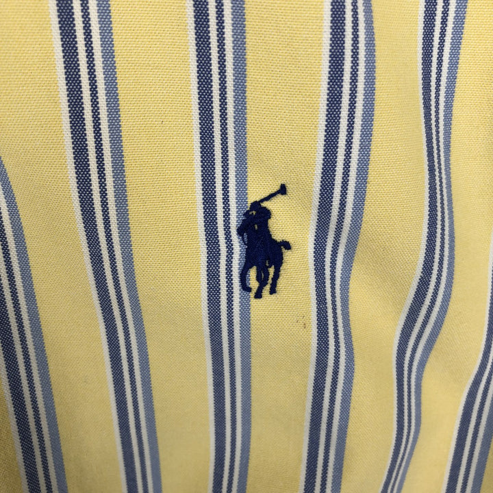 Ralph Lauren CLASSIC FIT Multi-stripe Short-Sleeve Button-Down Striped Shirt, Men's Size M (approx.) cotton yellow type Vintage Second Hand