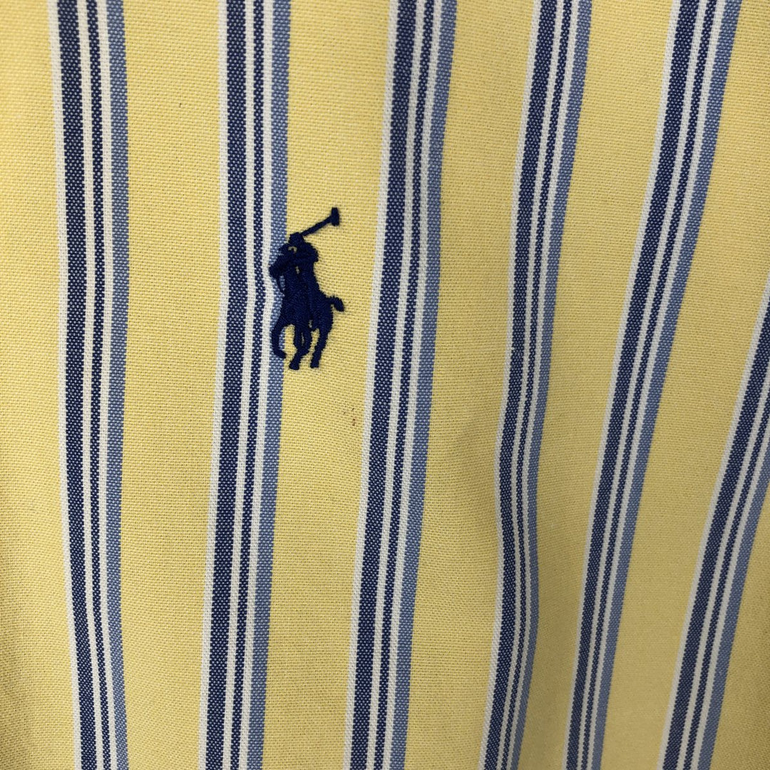 Ralph Lauren CLASSIC FIT Multi-stripe Short-Sleeve Button-Down Striped Shirt, Men's Size M (approx.) cotton yellow type Vintage Second Hand