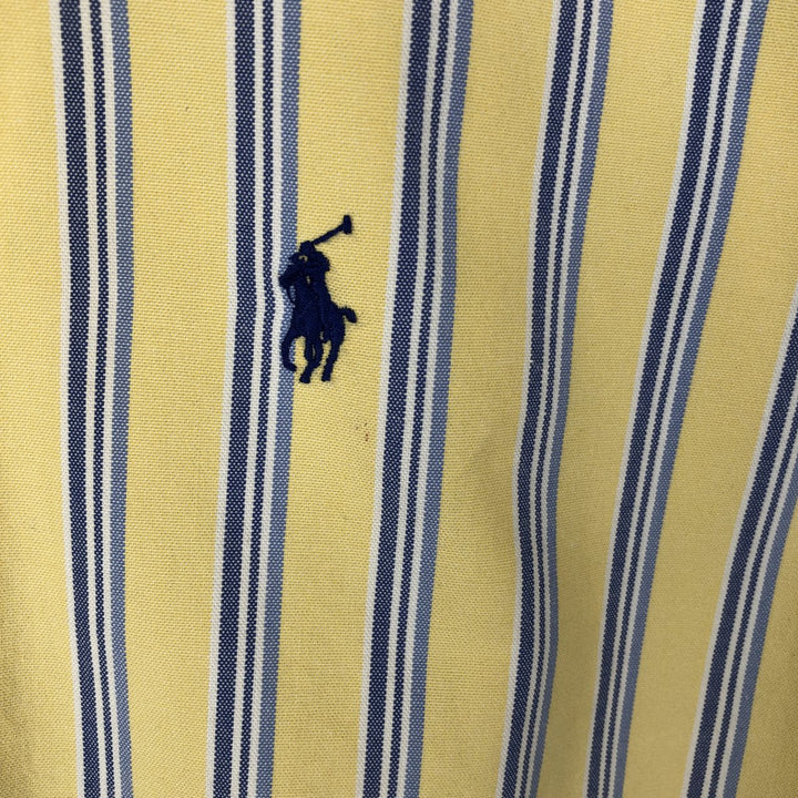 Ralph Lauren CLASSIC FIT Multi-stripe Short-Sleeve Button-Down Striped Shirt, Men's Size M (approx.) cotton yellow type Vintage Second Hand