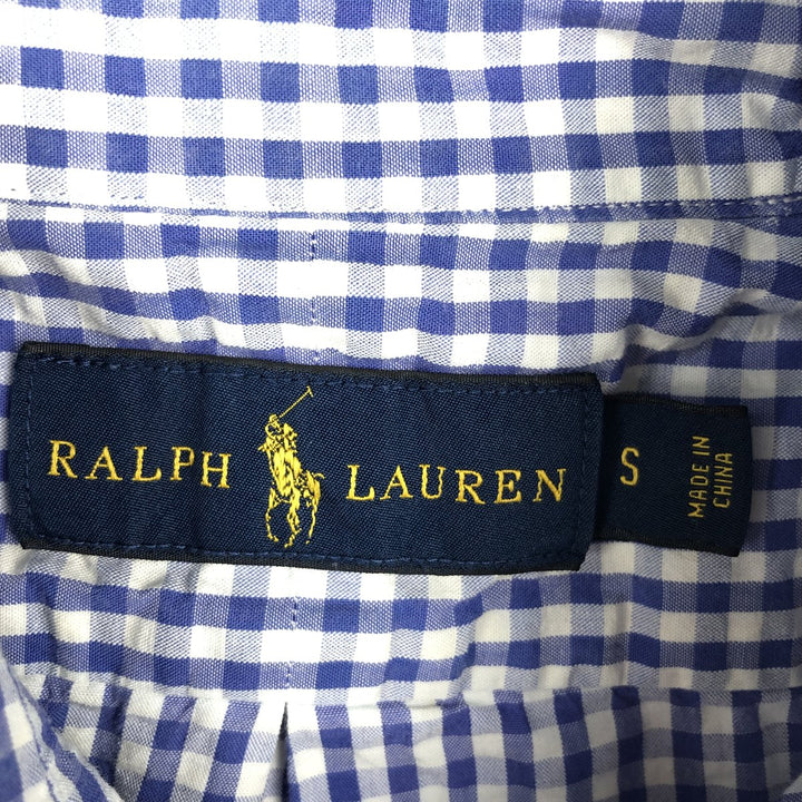 Ralph Lauren Gingham Check Short Sleeve Button Down Check Shirt Men's S Size cotton blue type Vintage Second Hand