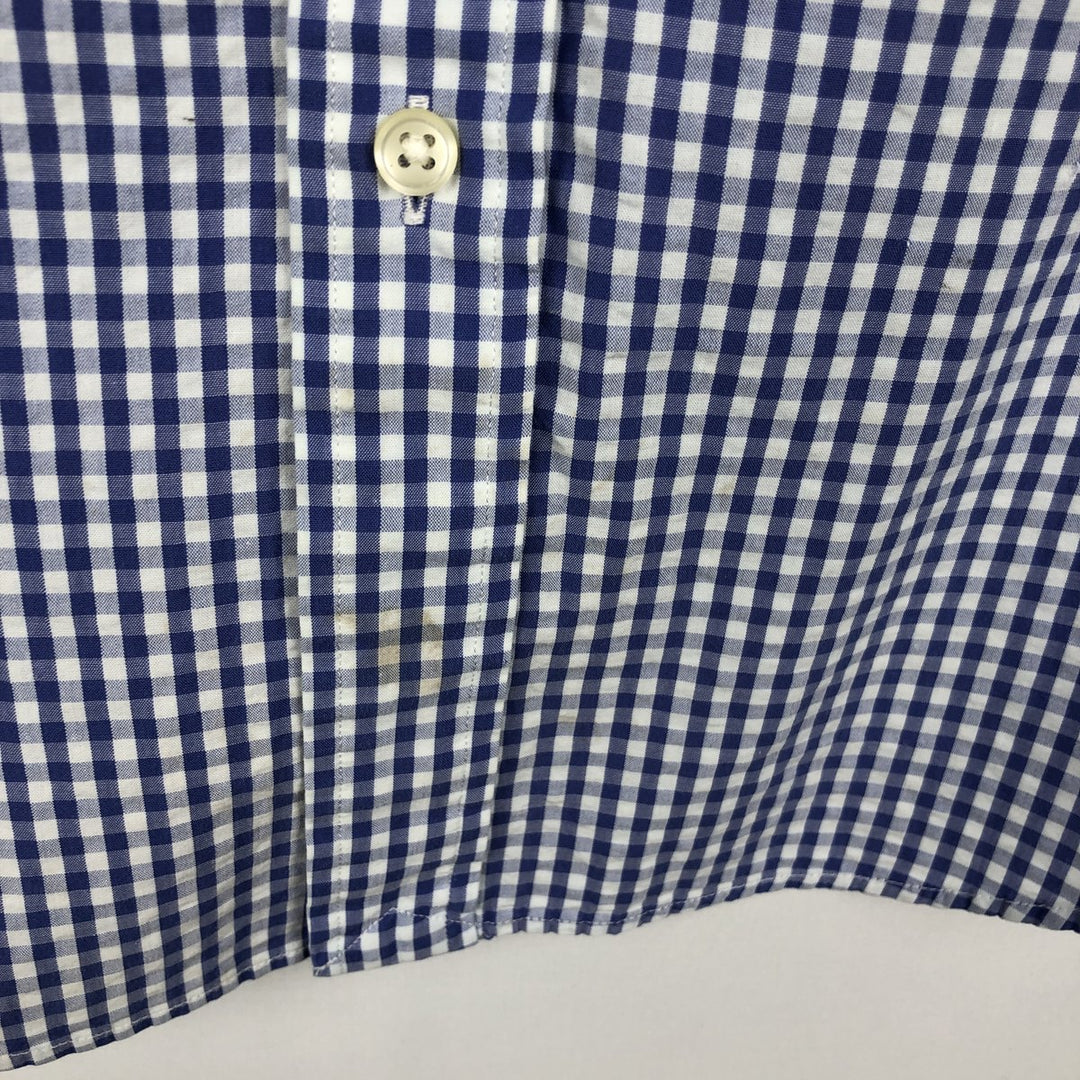 Ralph Lauren Gingham Check Short Sleeve Button Down Check Shirt Men's S Size cotton blue type Vintage Second Hand