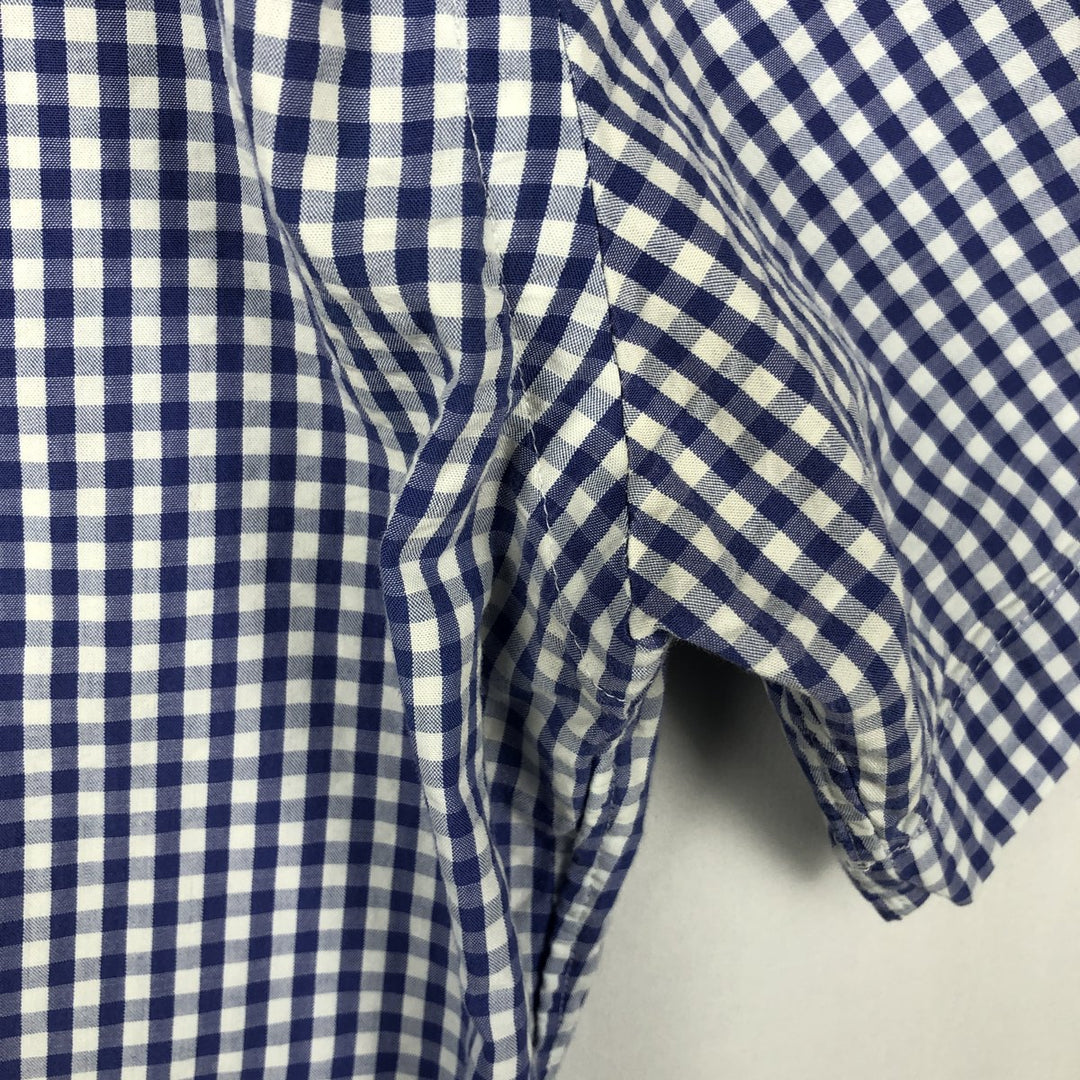 Ralph Lauren Gingham Check Short Sleeve Button Down Check Shirt Men's S Size cotton blue type Vintage Second Hand