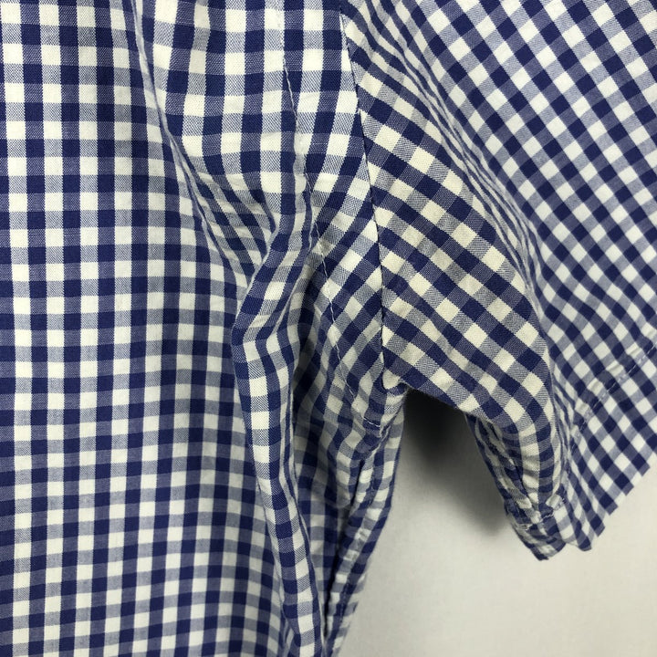 Ralph Lauren Gingham Check Short Sleeve Button Down Check Shirt Men's S Size cotton blue type Vintage Second Hand
