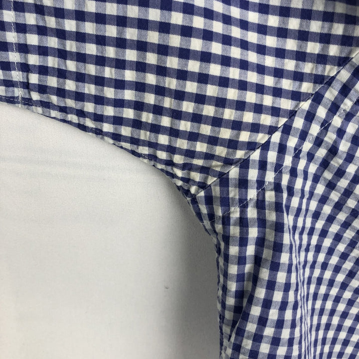 Ralph Lauren Gingham Check Short Sleeve Button Down Check Shirt Men's S Size cotton blue type Vintage Second Hand