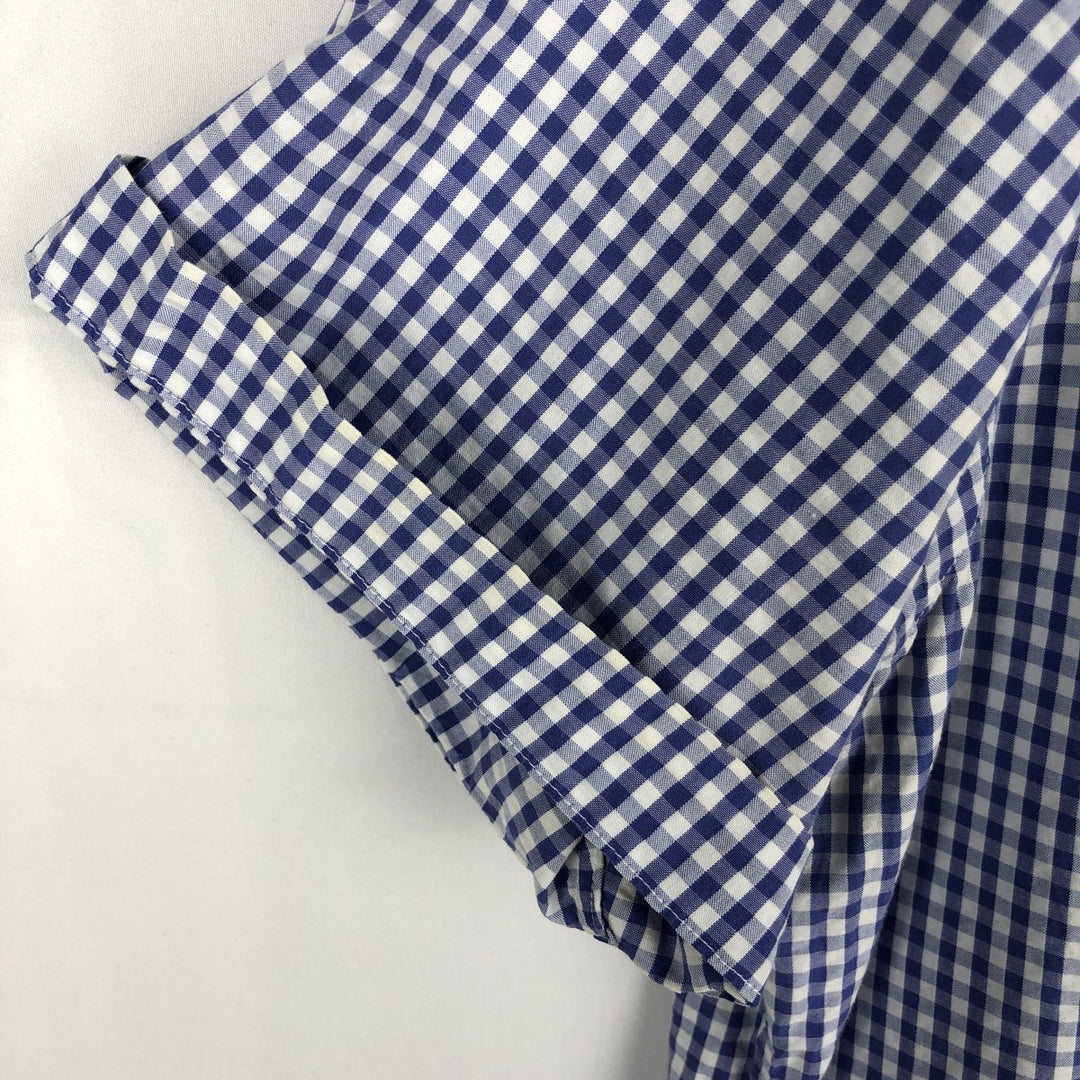 Ralph Lauren Gingham Check Short Sleeve Button Down Check Shirt Men's S Size cotton blue type Vintage Second Hand