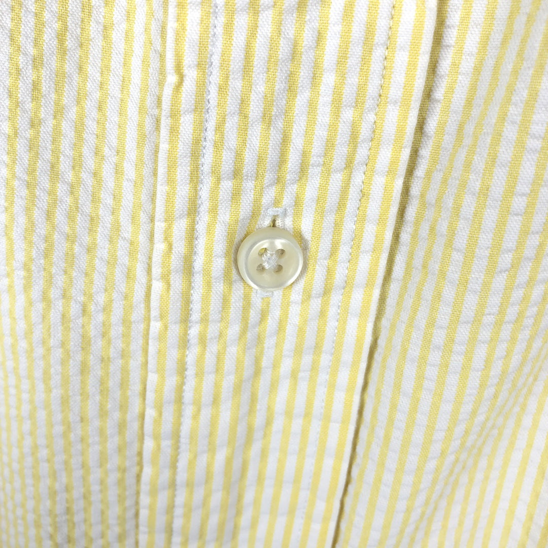 Ralph Lauren Classic Fit Seersucker Short Sleeve Button Down Striped Shirt Men's Size L cotton yellow type Vintage Second Hand