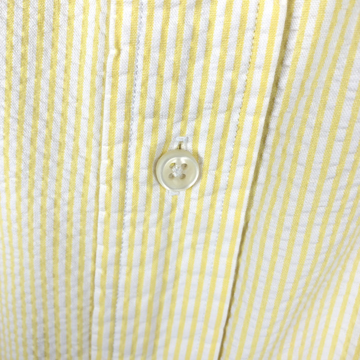 Ralph Lauren Classic Fit Seersucker Short Sleeve Button Down Striped Shirt Men's Size L cotton yellow type Vintage Second Hand