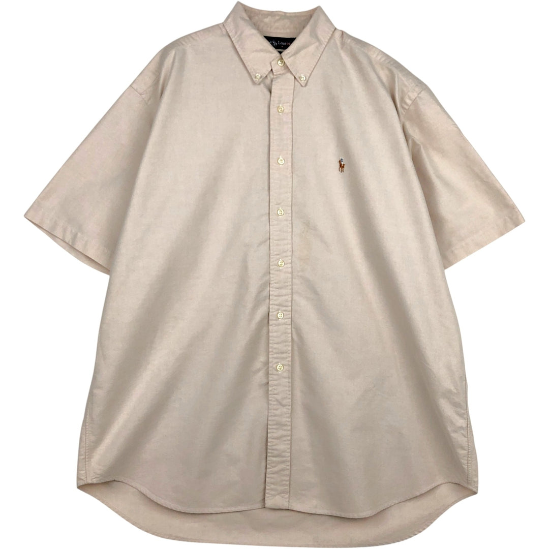 Ralph Lauren BLAKE short sleeve button down shirt, men's XL size cotton unbleached Vintage Second Hand