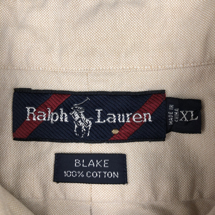 Ralph Lauren BLAKE short sleeve button down shirt, men's XL size cotton unbleached Vintage Second Hand