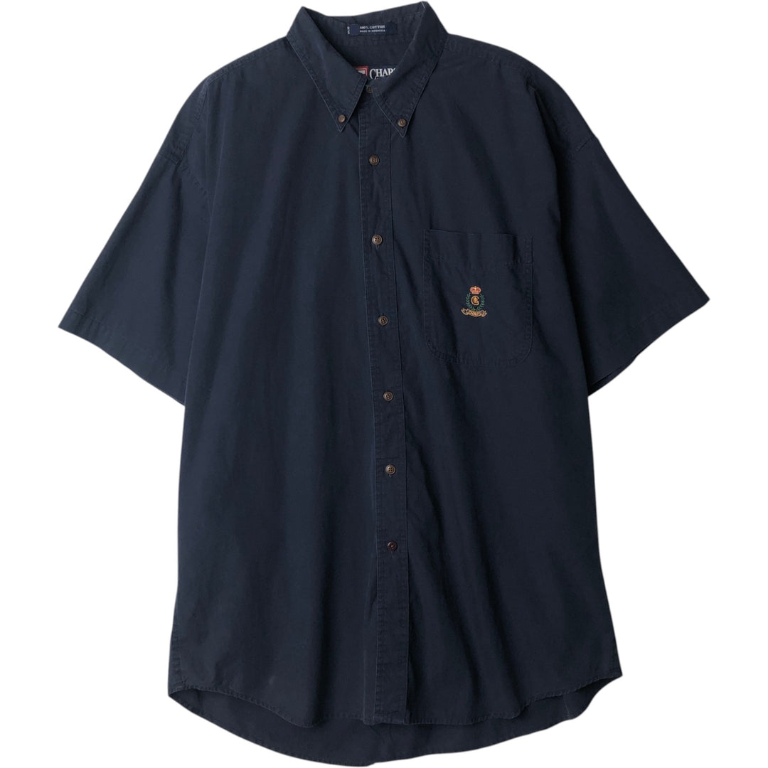 Ralph Lauren CHAPS short-sleeved button-down shirt, men's size L cotton navy blue type Vintage Second Hand