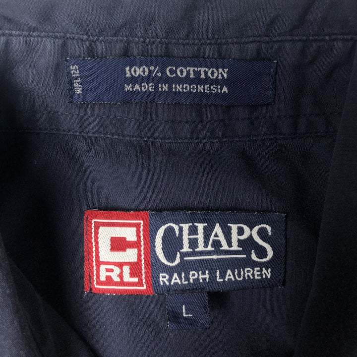 Ralph Lauren CHAPS short-sleeved button-down shirt, men's size L cotton navy blue type Vintage Second Hand