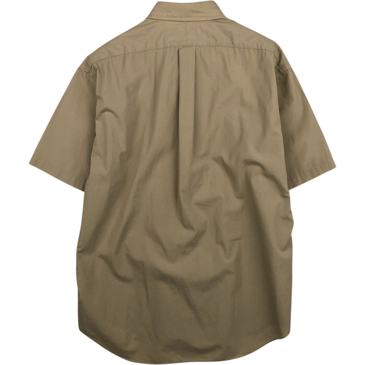 Ralph Lauren BLAKE short sleeve button down shirt, men's size L cotton beige type brown Vintage Second Hand