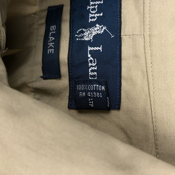 Ralph Lauren BLAKE short sleeve button down shirt, men's size L cotton beige type brown Vintage Second Hand