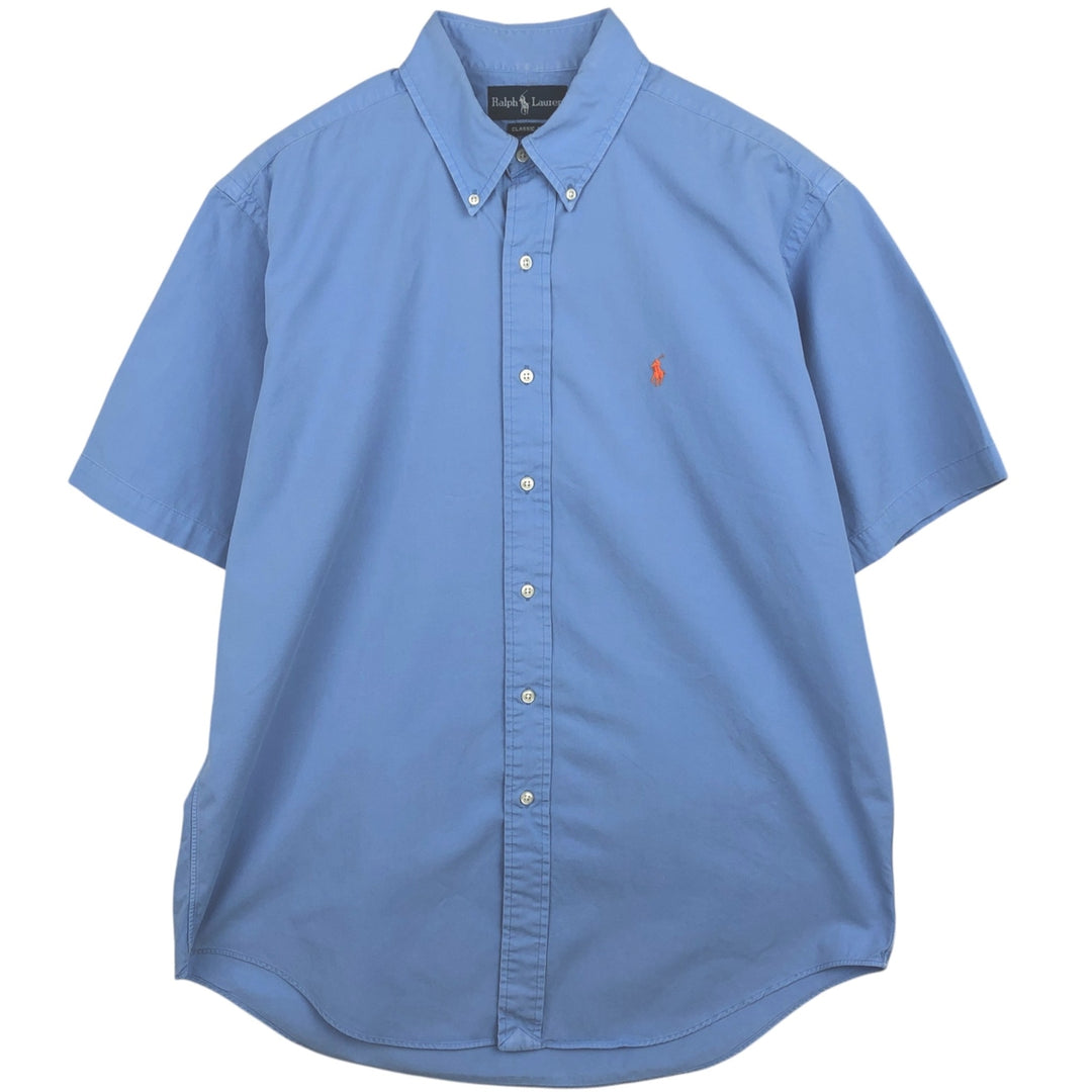 Ralph Lauren Classic Fit short sleeve button down shirt, men's size L cotton Blue type light blue Vintage Second Hand