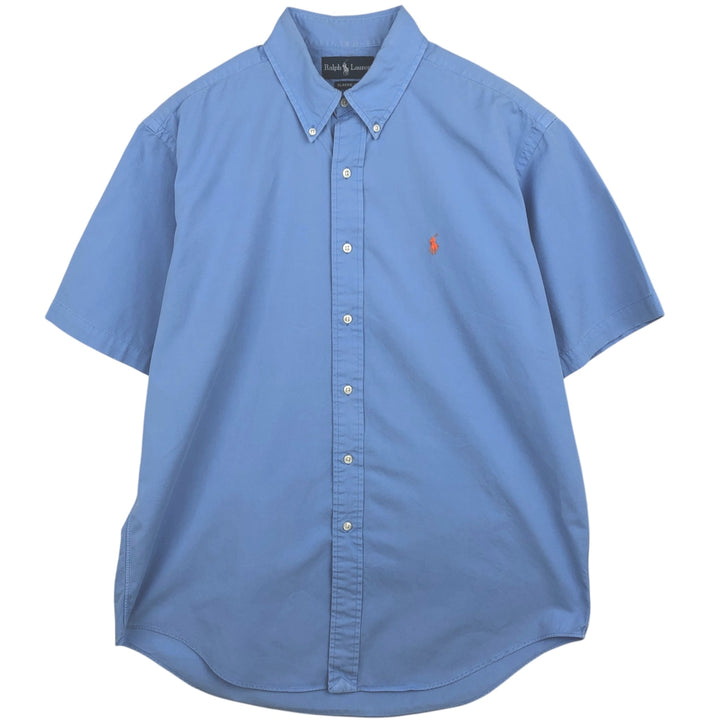 Ralph Lauren Classic Fit short sleeve button down shirt, men's size L cotton Blue type light blue Vintage Second Hand