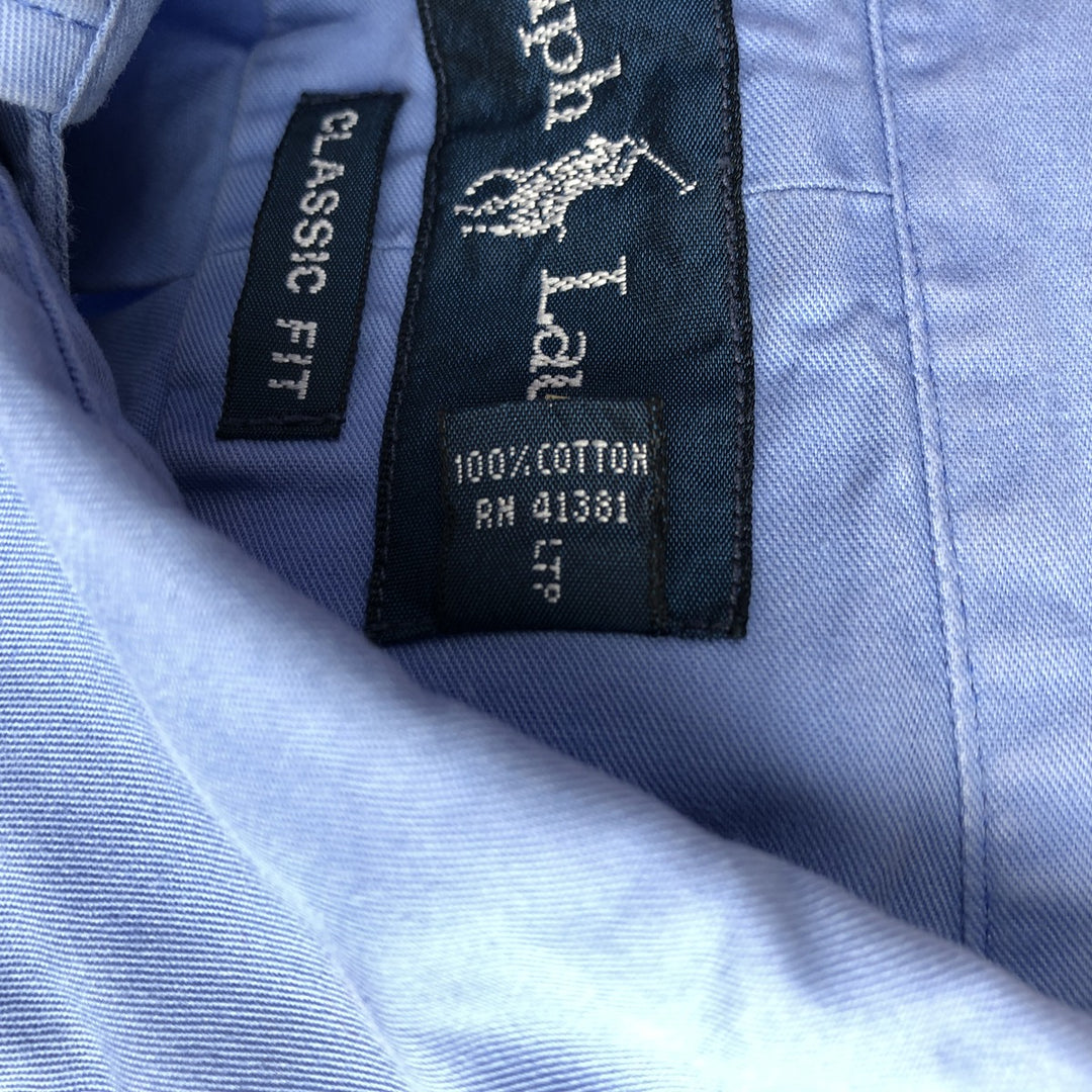 Ralph Lauren Classic Fit short sleeve button down shirt, men's size L cotton Blue type light blue Vintage Second Hand