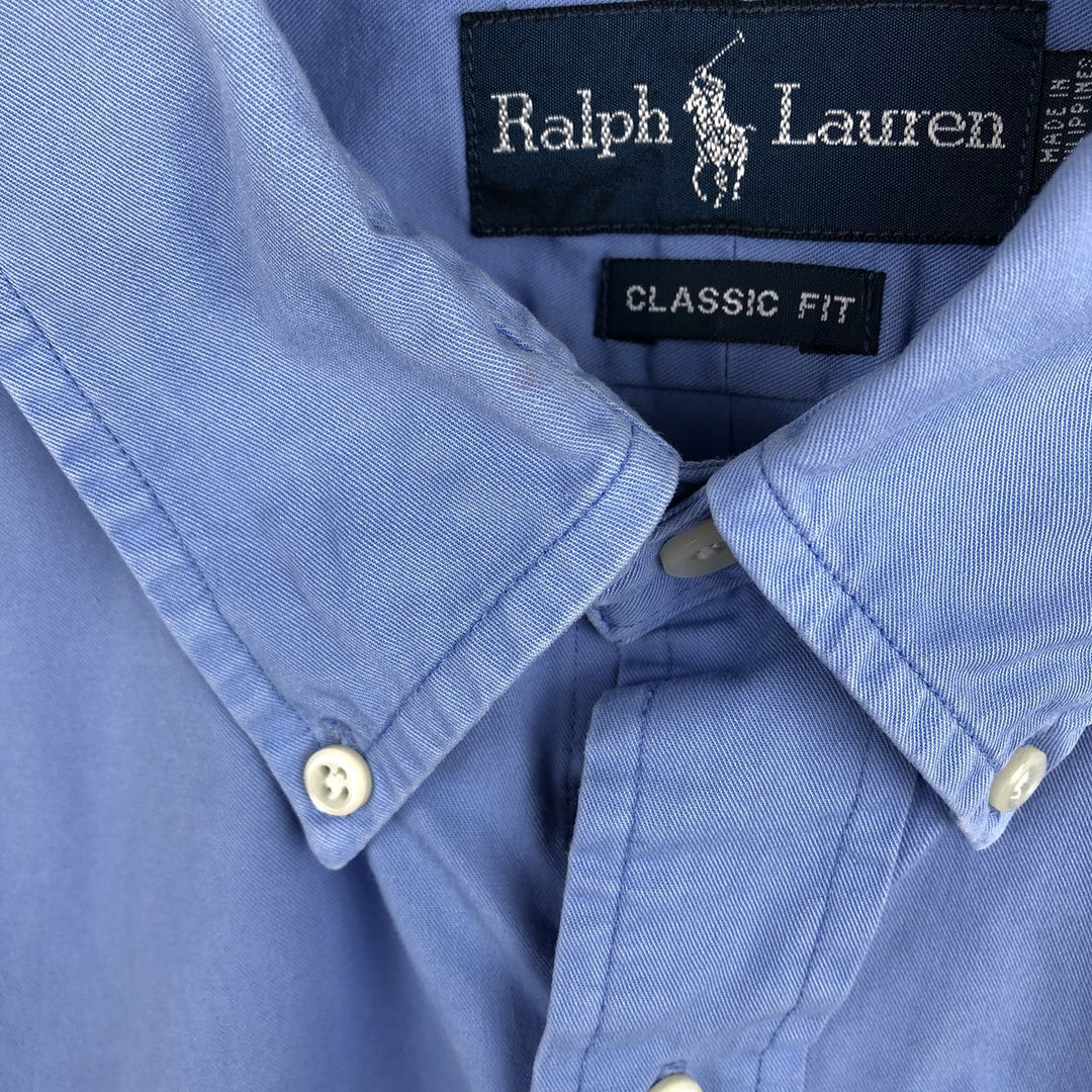 Ralph Lauren Classic Fit short sleeve button down shirt, men's size L cotton Blue type light blue Vintage Second Hand