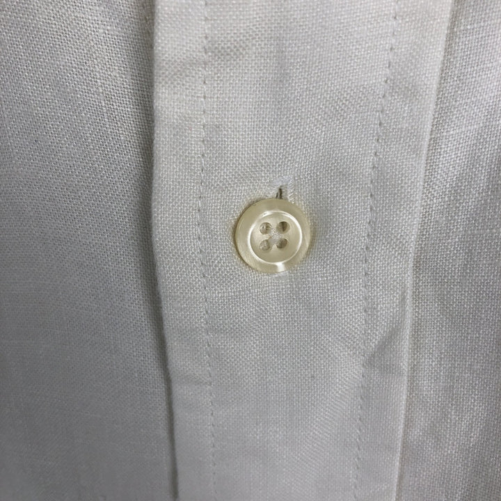 Brooks Brothers Short Sleeve Linen Button Down Shirt, Men's Size L linen white type Vintage Second Hand