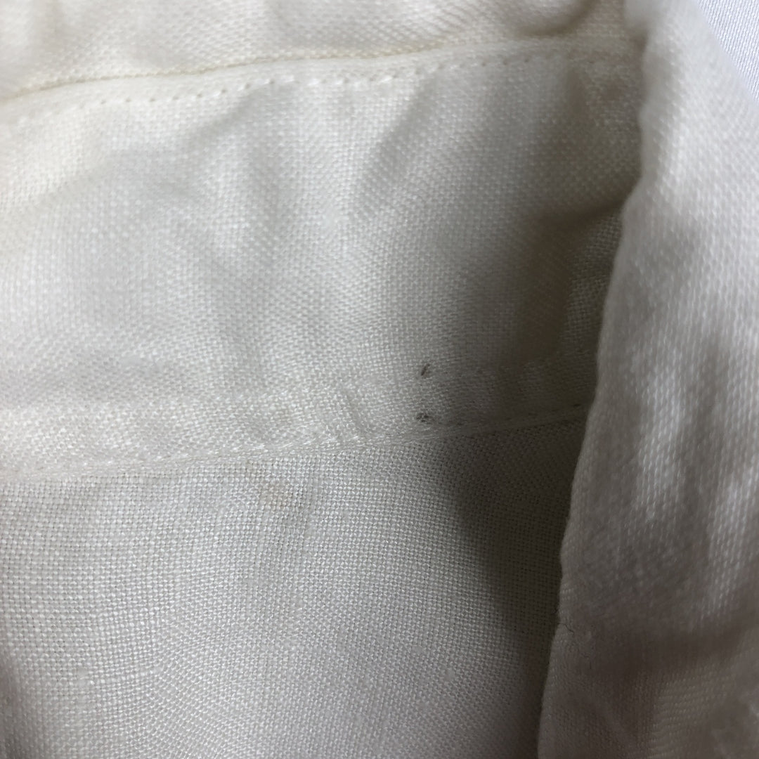 Brooks Brothers Short Sleeve Linen Button Down Shirt, Men's Size L linen white type Vintage Second Hand