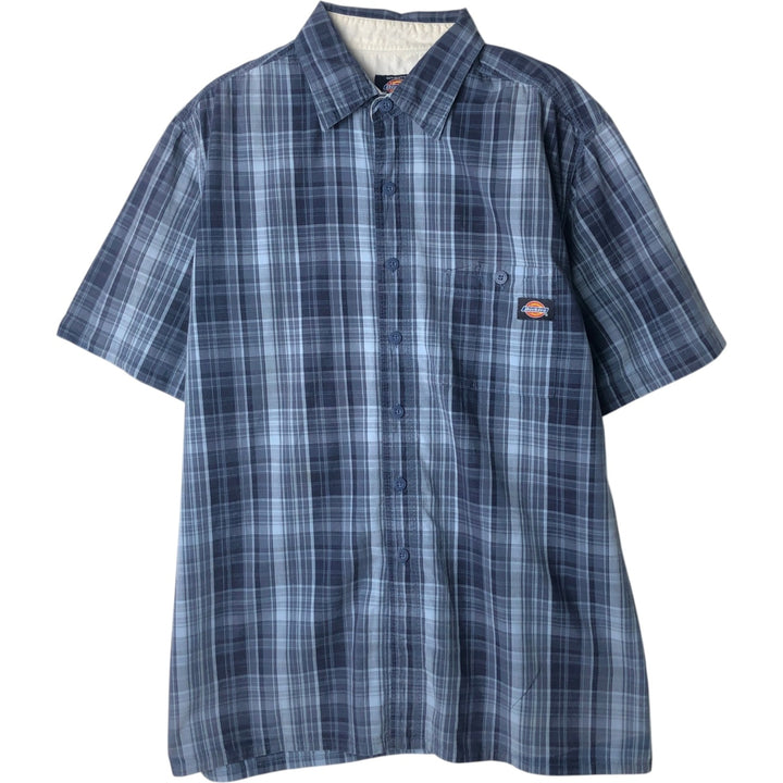 Dickies plain short-sleeved work shirt, men's size L (approx.) unclear blue type Vintage Second Hand