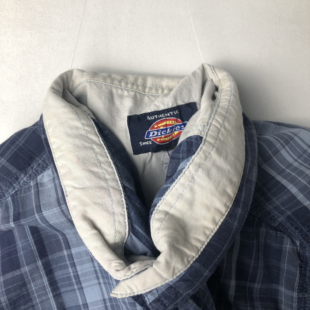 Dickies plain short-sleeved work shirt, men's size L (approx.) unclear blue type Vintage Second Hand