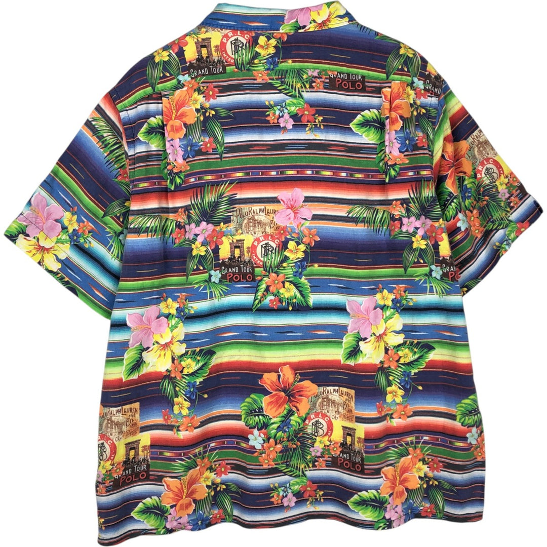 Ralph Lauren POLO RALPH LAUREN CUSTOM FIT All-over Floral Print Open Collar Hawaiian Aloha Shirt Boxy Shirt linen red type Vintage Second Hand