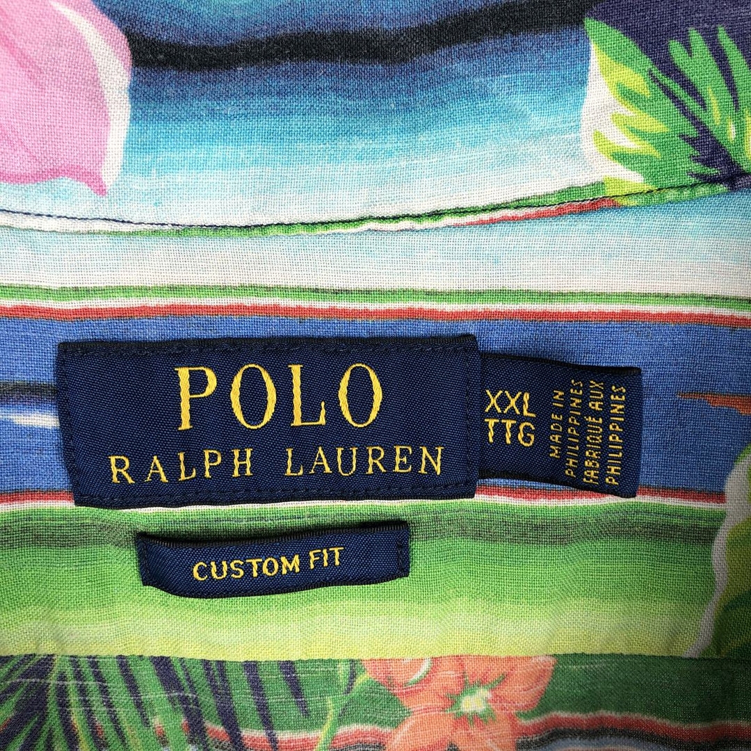 Ralph Lauren POLO RALPH LAUREN CUSTOM FIT All-over Floral Print Open Collar Hawaiian Aloha Shirt Boxy Shirt linen red type Vintage Second Hand