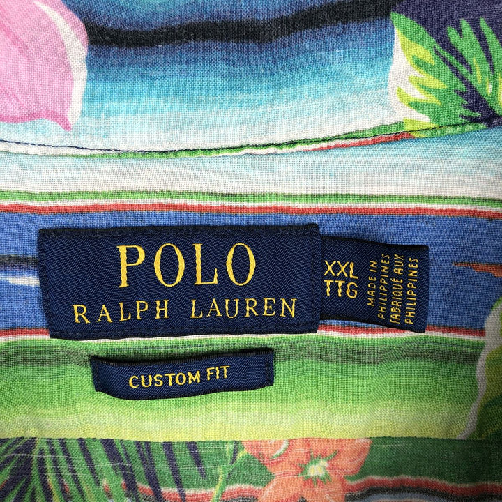 Ralph Lauren POLO RALPH LAUREN CUSTOM FIT All-over Floral Print Open Collar Hawaiian Aloha Shirt Boxy Shirt linen red type Vintage Second Hand